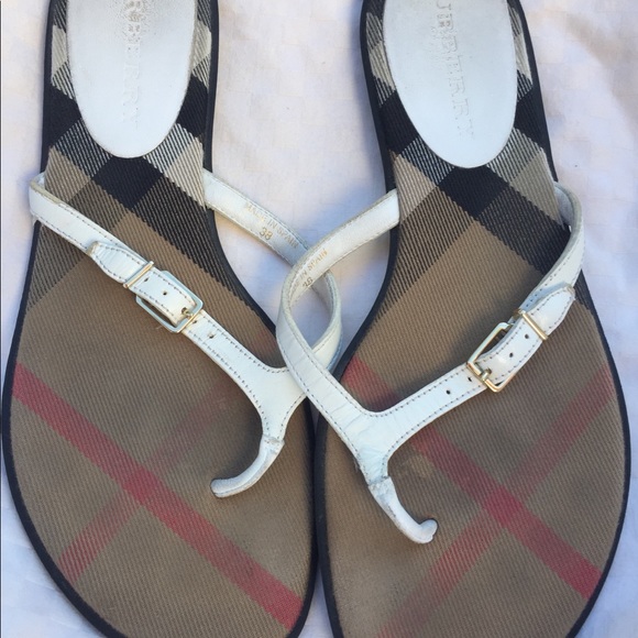 Burberry Shoes - Burberry flip flops sandals nova check white SZ 38